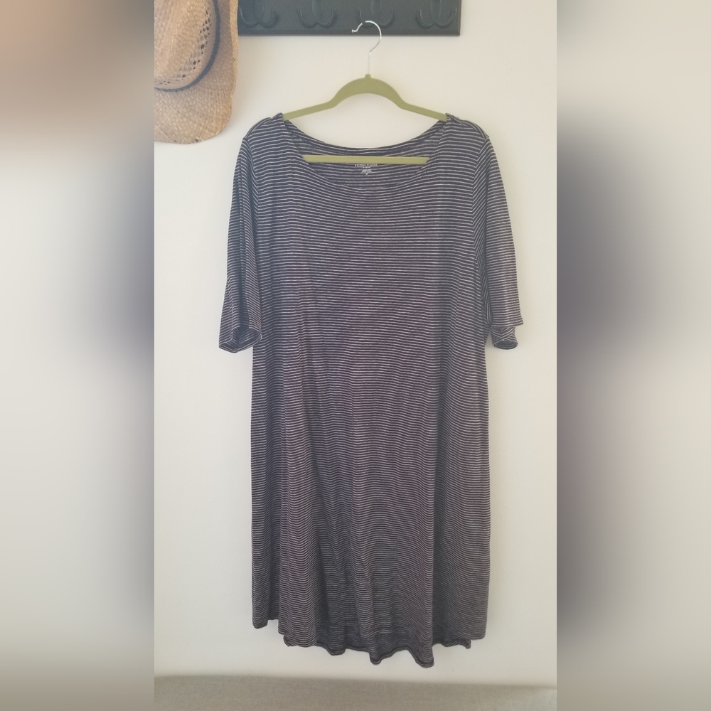 3X Eileen Fisher Navy stripe shirt dress